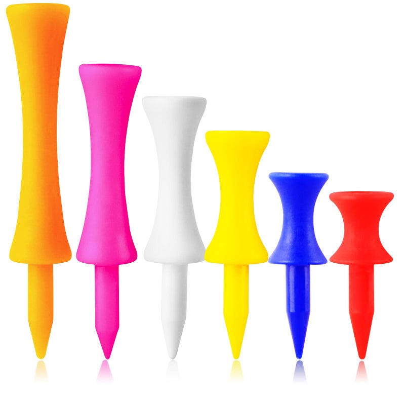 FINGER TEN Plastic Golf Castle Tees Step Down Unbreakable Mixed or Same Height Value 100 Count, 2 3/4, 2 1/4, 2, 1 3/4, 1 1/2 Inch Length Colorful Pack for Practice ((1.5,1.75,2,2.25,2.75) in Mixed Color) - Image 1